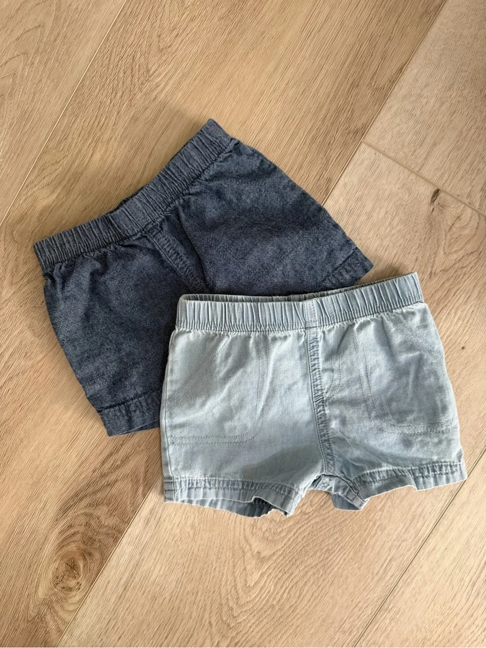 Carter’s Elastic Waist Denim-Style Shorts - Light Blue & Dark Blue 6months